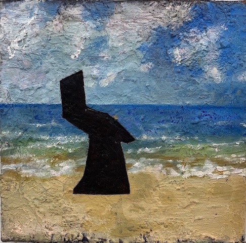 Katrin Brause aka Heichel: Spaziergänger II, 2015, Öl auf Leinwand, 20,5 x 21 cm

